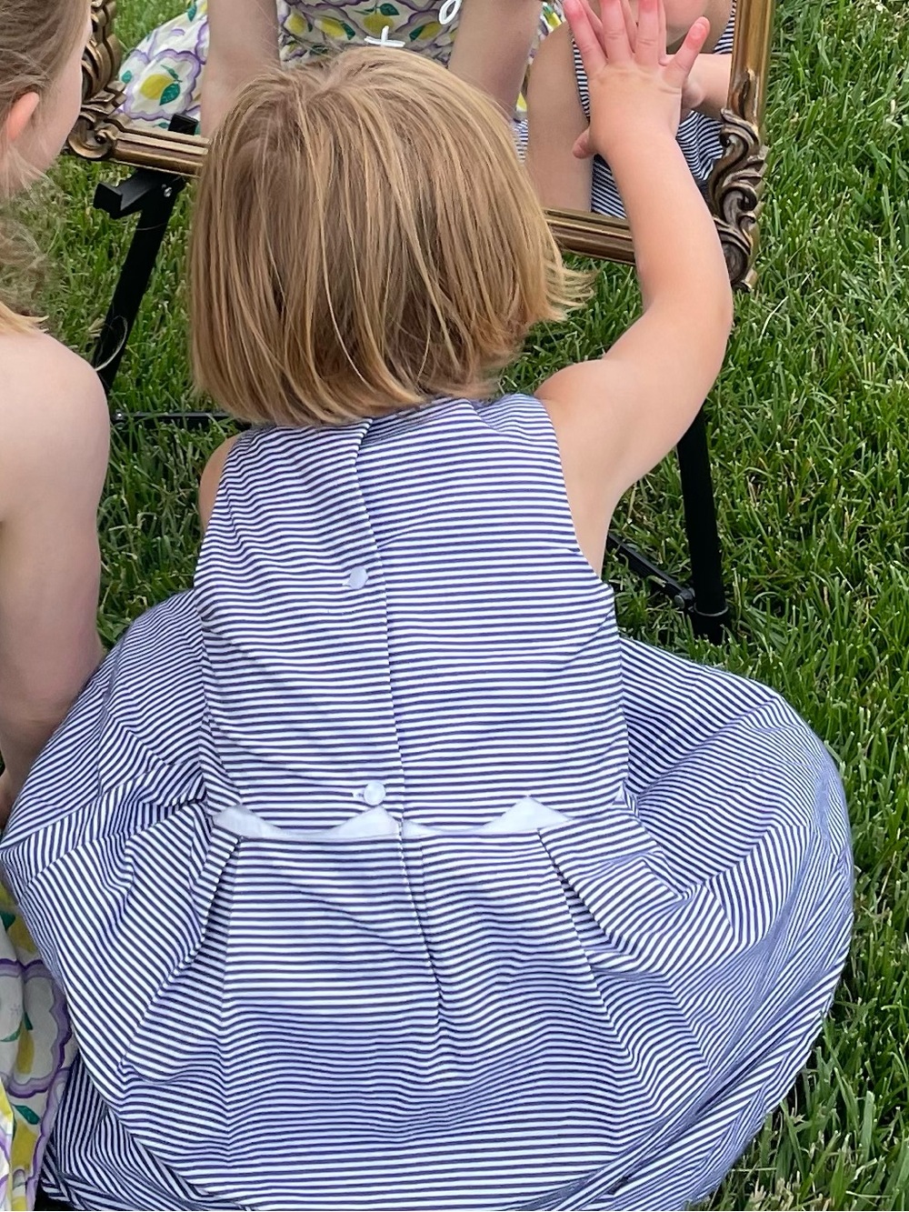 Navy and White Striped Sleeveless Dress